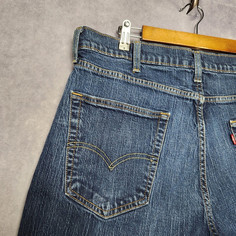 Levis 502 Regular Taper Mens Jeans size 36 38x32 Dark Wash Blue Stretch - Picture 8 of 16